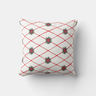 Red Green Poinsettias Criss Cross Pattern Pillows