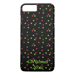 Red & Green Poka-dots on Black iPhone 8 Plus/7 Plus Case