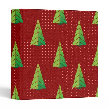 red green, polka dots and christmas trees binder