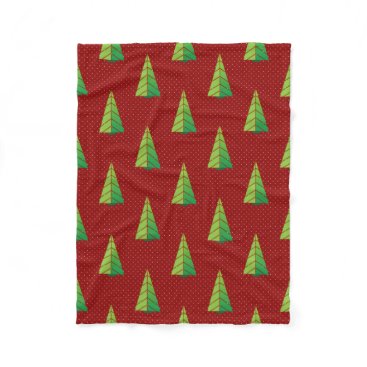 red green, polka dots and christmas trees fleece blanket