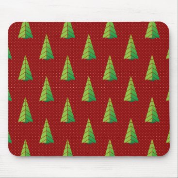 red green, polka dots and christmas trees mouse pad