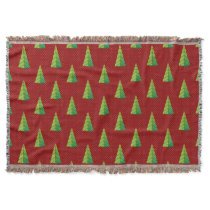 red green, polka dots and christmas trees throw blanket