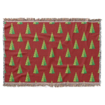 red green, polka dots and christmas trees throw blanket