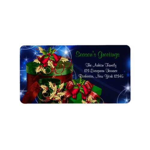 Red  Green Presents Blue Christmas Address Labels