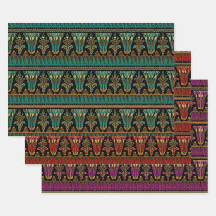 Red, Green, Purple and Gold Art Deco Wrapping Paper Sheets