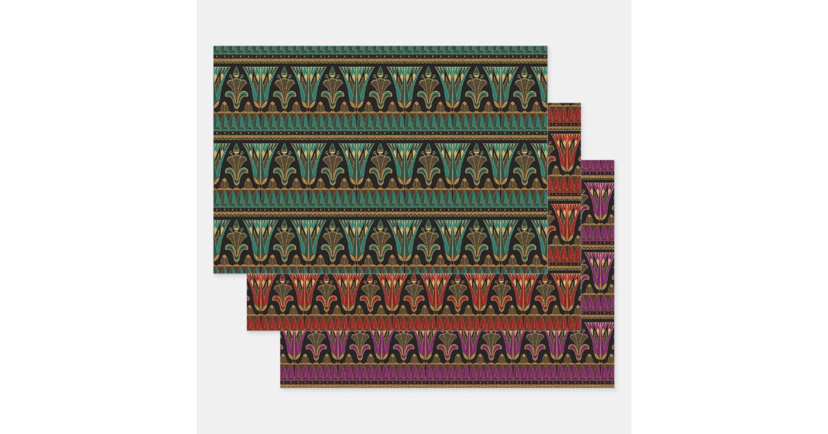 Red, Green, Purple and Gold Art Deco Wrapping Paper Sheets | Zazzle.com