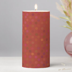 red, green, purple and pink dots pillar candle