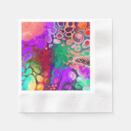 Red Green Purple Colorful Digital Fluid Art    Napkins