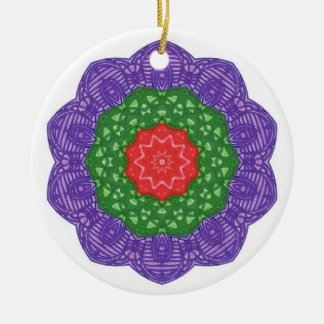 Red Green Purple Kaleidoscope Christmas Ornaments