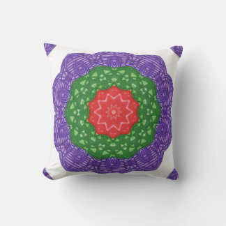 Red Green Purple Kaleidoscope Pattern Pillow