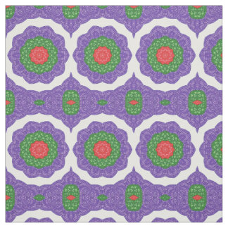Red Green Purple White Kaleidoscope Christmas Fabric