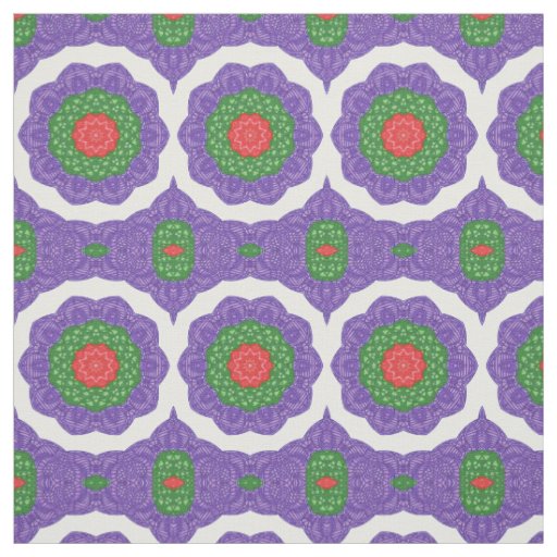 Red Green Purple White Kaleidoscope Christmas Fabric