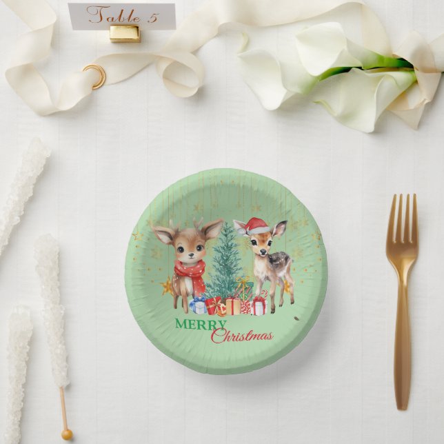 Red Green reindeer Santa  Merry Christmas Party Paper Bowls (Wedding)