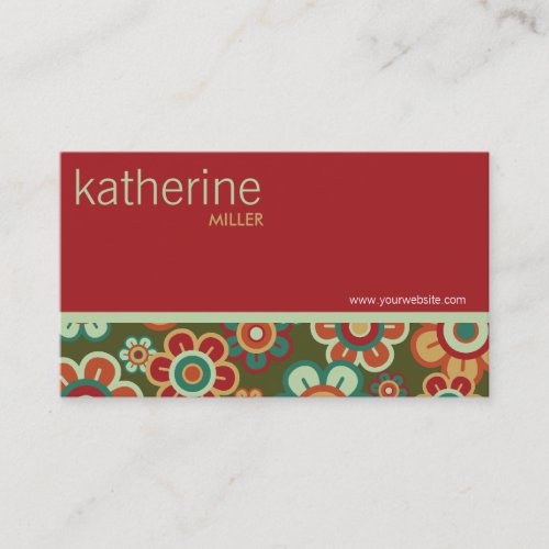 Retro Blooms Flower Custom Template Profile Card Business Card Templates