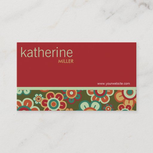 Customizable Retro Blooms Flower Custom Template Profile Card Business Card Templates