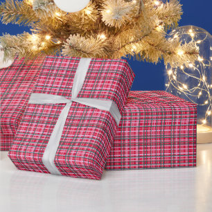 Red Green Retro Christmas Plaid Festive Classic Wrapping Paper