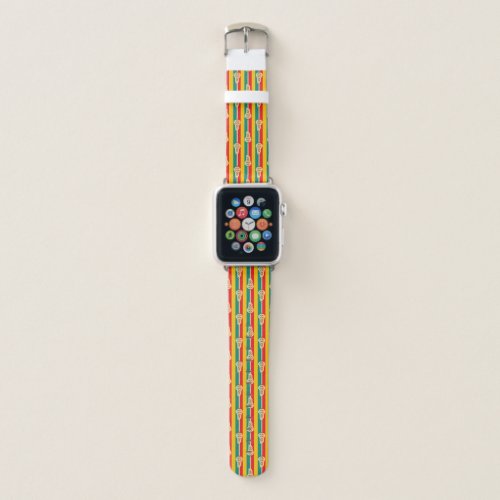 Red  Green Retro Lacrosse Sticks and Stripes Apple Watch Band