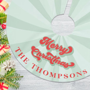 Red Green Retro Merry Christmas Custom Brushed Polyester Tree Skirt