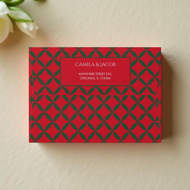 Red Green Retro Mid Century Modern Holiday  Envelope (Creator Uploaded)