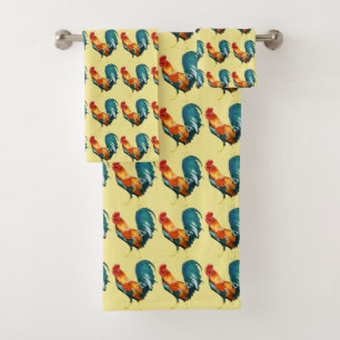 Red Green Rooster Bird Bath Towels
