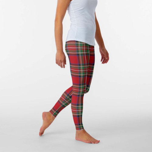 Red Green Royal Stewart Tartan Plaid Pattern Leggings