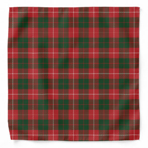Red Green Rustic Plaid Elegant Tartan Bandana
