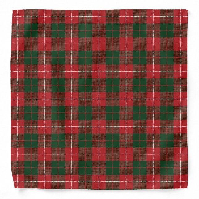 Red Green Rustic Plaid Elegant Tartan Bandana (Front)