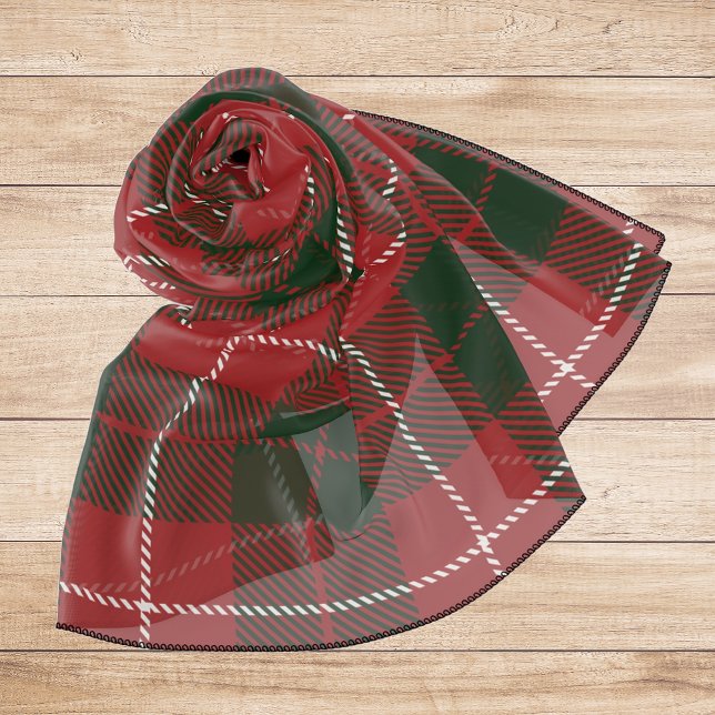 Red Green Rustic Plaid Elegant Tartan Scarf (Plaid Checkered Red and Green Elegant Scarf)