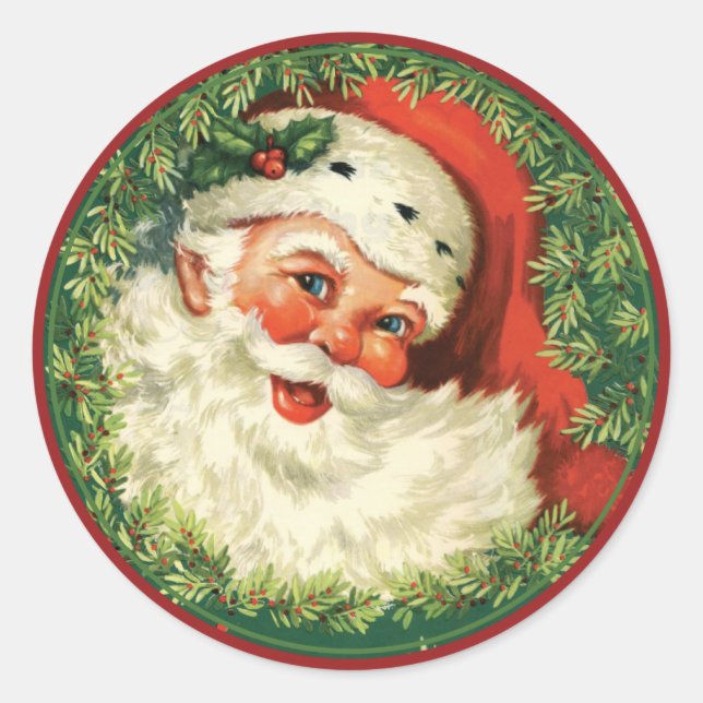Red & Green Santa Christmas Holiday Envelope Seal (Front)
