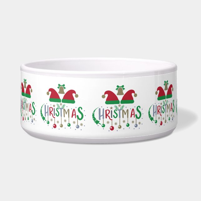 Red Green Santa Hat Christmas Bells  Bowl (Front)