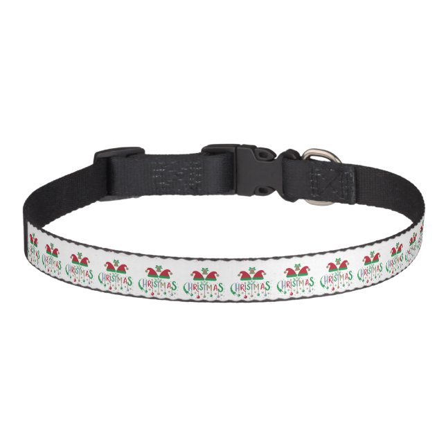 Red Green Santa Hat Christmas Bells  Pet Collar (Front)