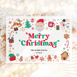 Red Green Santa Merry Christmas Winter Wonderland Holiday Card<br><div class="desc">Celebrate the magic of the holidays with this enchanting Christmas card, a small but meaningful way to convey your best wishes and festive spirit to your loved ones. This card features a delightful and playful illustration of beloved Christmas elements, beautifully rendered in a heartwarming palette of red, green, and white....</div>