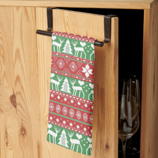 Red & Green Scandinavian Nordic Winter Christmas Kitchen Towel