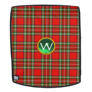 RED GREEN SCOTTISH TARTAN AND GEMSTONE MONOGRAM BACKPACK