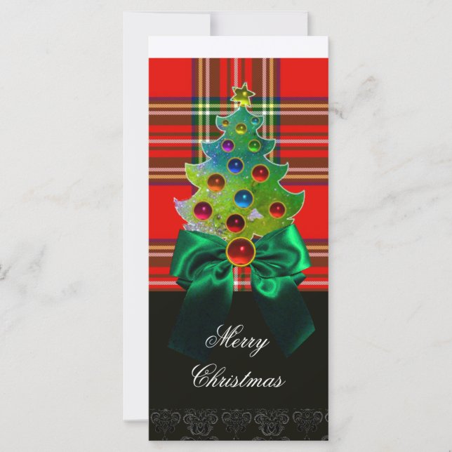 RED GREEN SCOTTISH TARTAN,BOWS AND CHRISTMAS TREE (Front)
