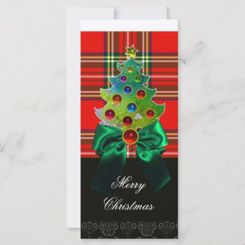 RED GREEN SCOTTISH TARTANBOWS AND CHRISTMAS TREE