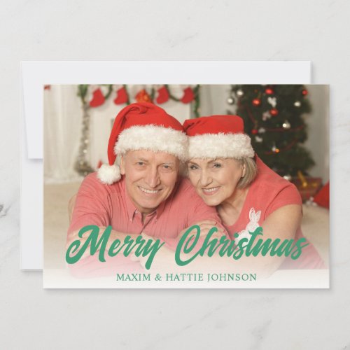 Red Green Simple Plaid Merry Christmas Photo Holid Holiday Card