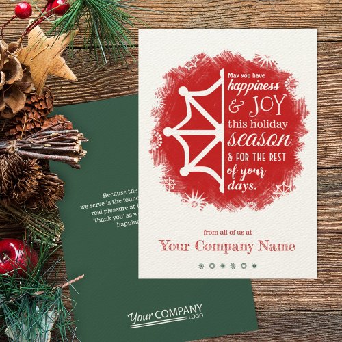 Red Green Snowflake Business Holiday Card