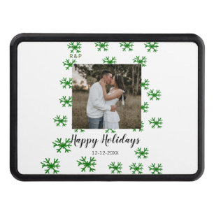 red green snowflakes text photo merry christmas hitch cover