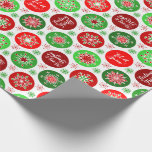 Red Green Snowflakes Wrapping Paper<br><div class="desc">This snowflakes wrapping paper has a beautiful red and green Snowflakes holiday pattern. This pattern has three sayings “Merry & Bright”, "Let it Snow" and “Feeling Frosty” in pretty scrolling script font. There are 11 different snowflakes with 3 red and 3 green colors. You can make the pattern on the...</div>
