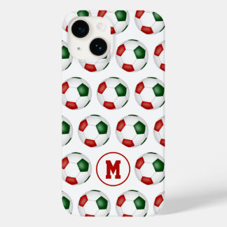 red green soccer balls pattern monogrammed Case-Mate iPhone 14 case