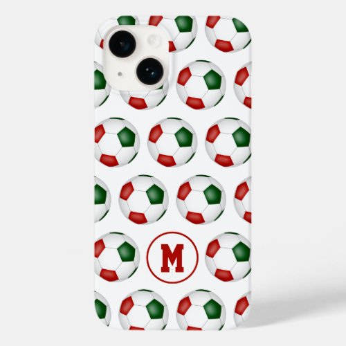 red green soccer balls pattern monogrammed Case_Mate iPhone 14 case