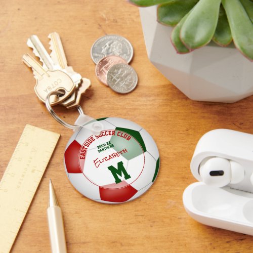 red green custom soccer team name keychain
