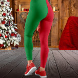 Red & Green Solid Color Block Christmas Leggings<br><div class="desc">Solid color red and green leggings for women and girls.  Great for a Christmas party outfit.</div>