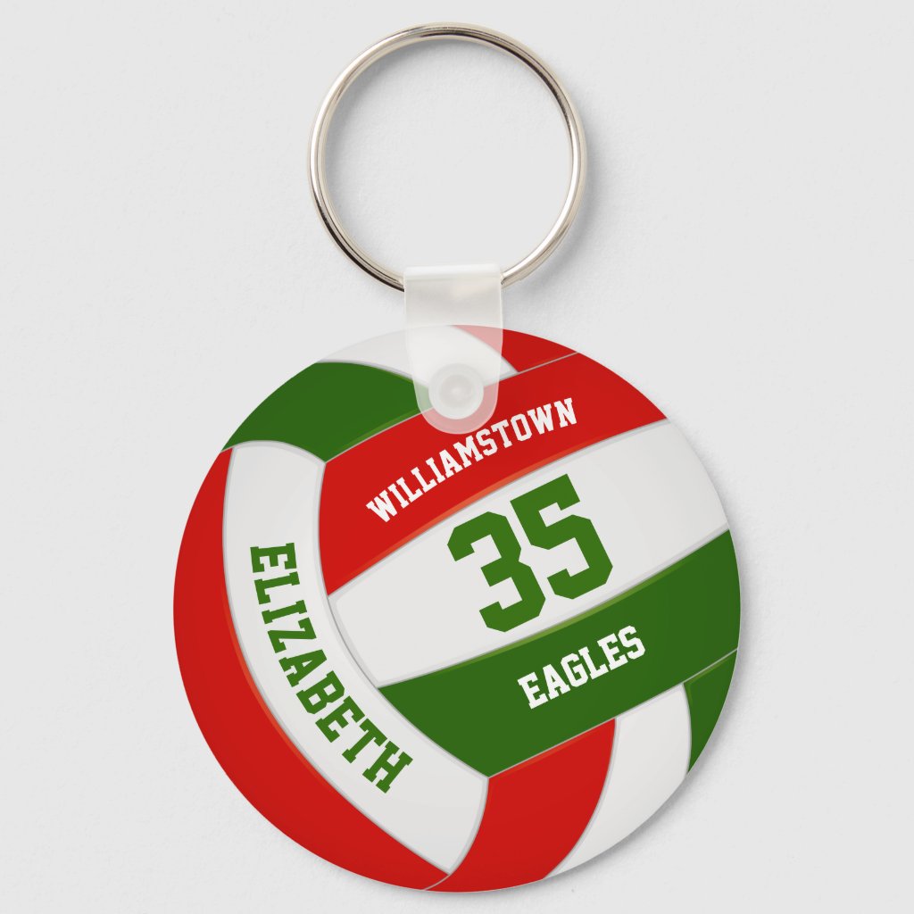 red green sports team colors volleyball keyring