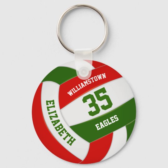 red green sports team colors volleyball keychain