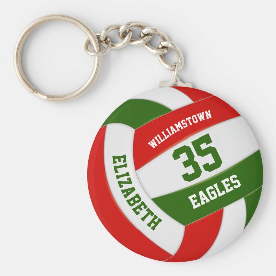 red green sports team colors volleyball keychain