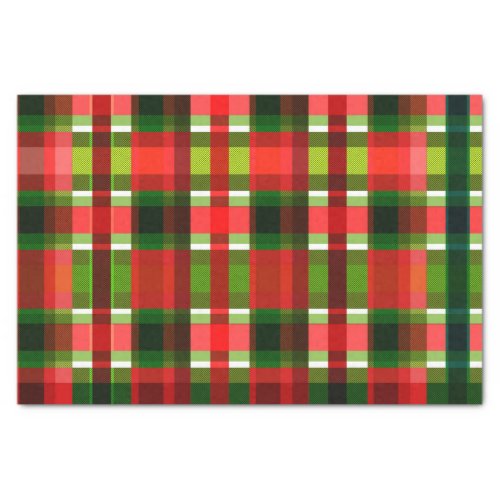 Red Green Squares Holiday Plaid Pattern Tissue Paper