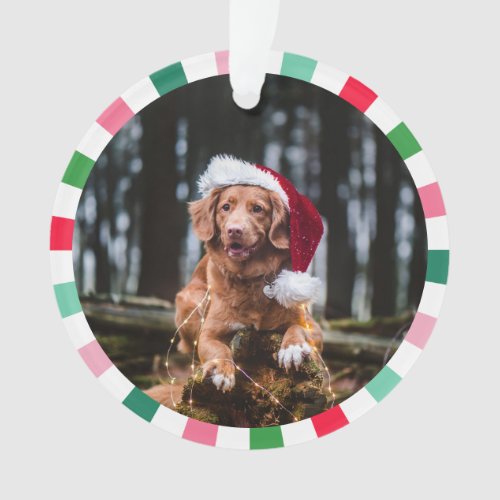 Red Green Starburst Stripes Dog Christmas Ornament