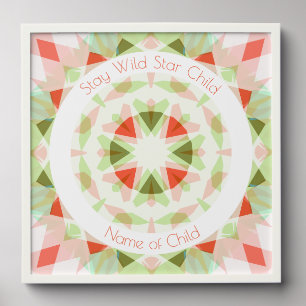 Red Green Stay Wild Star Child Name Nursery Decor Peel And Stick Photo Tile